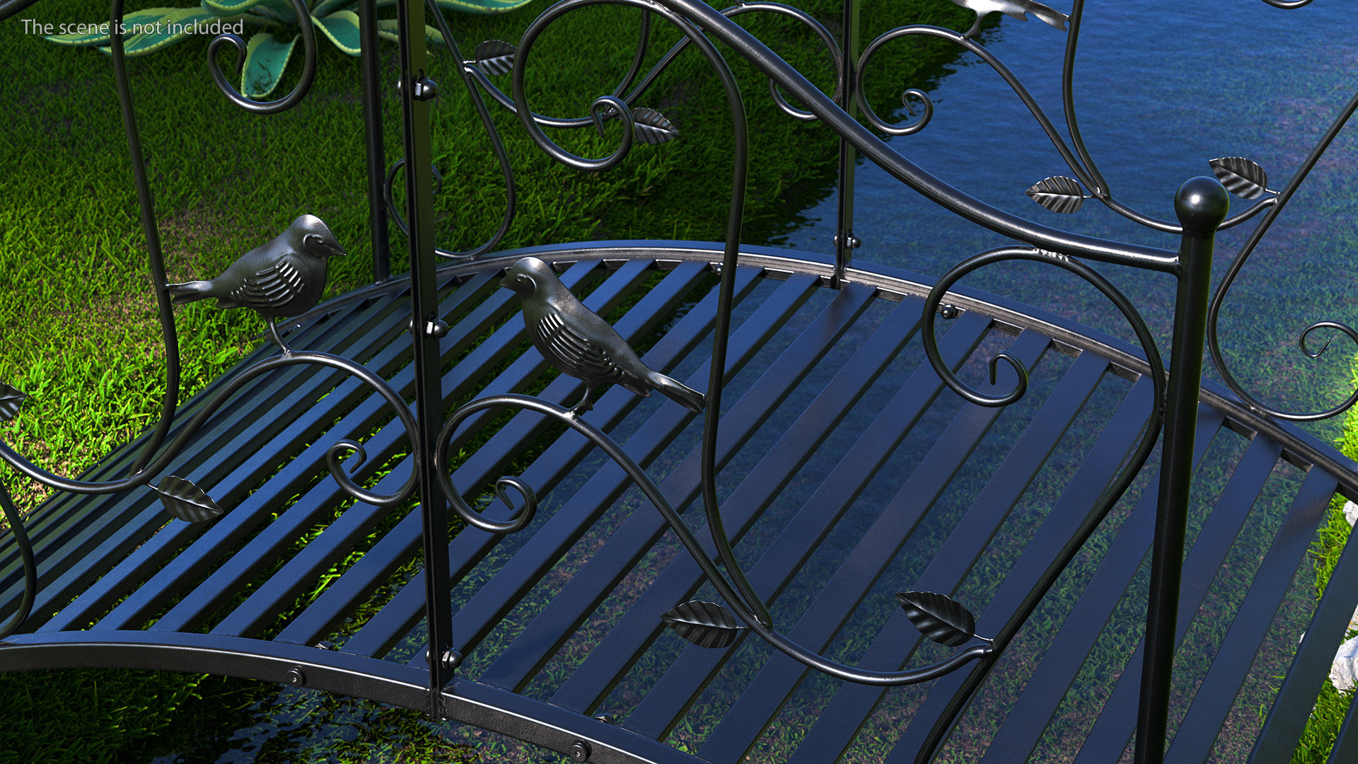 Wrought Iron Garden Bridge Black 3D