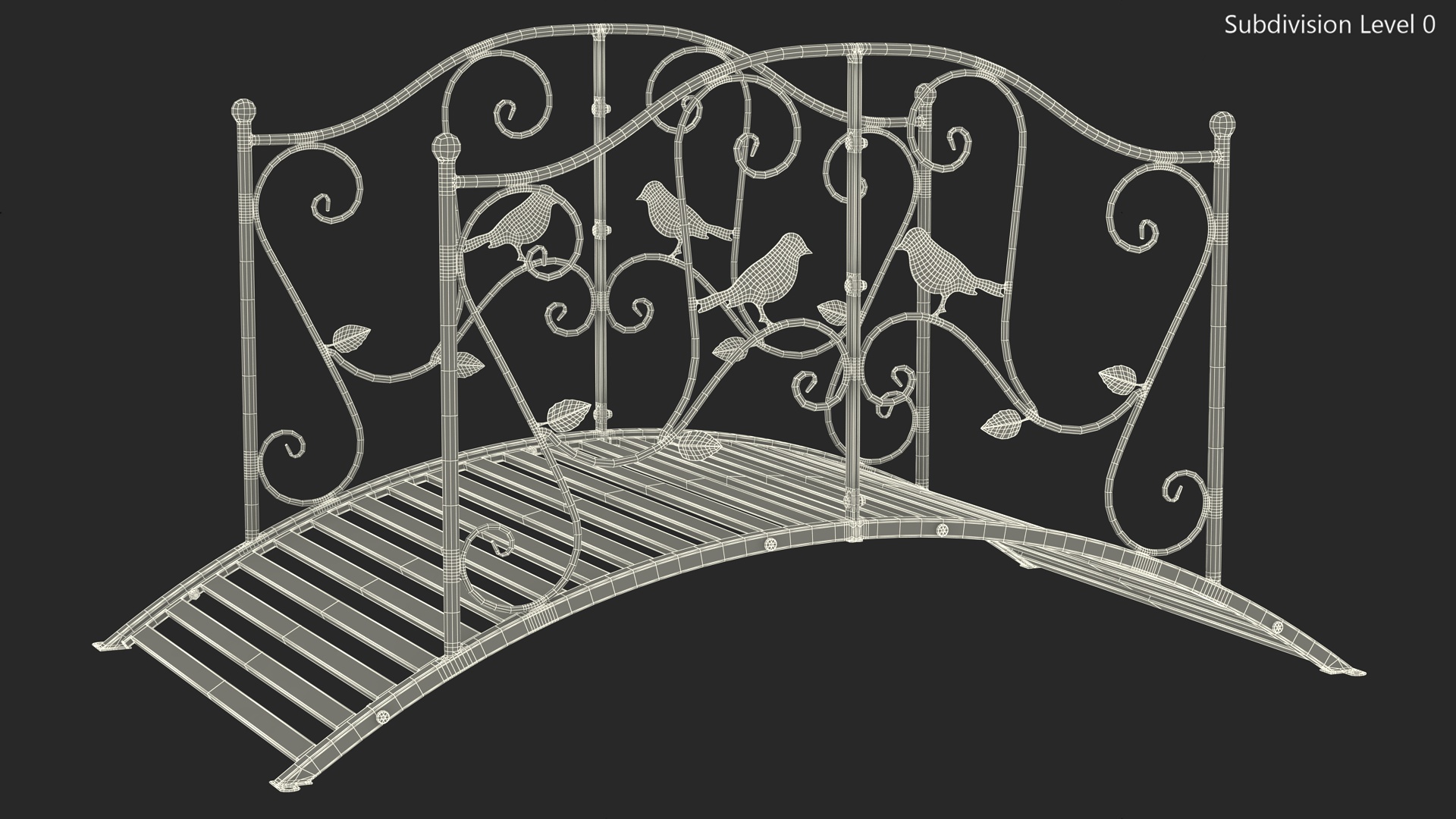 Wrought Iron Garden Bridge Black 3D