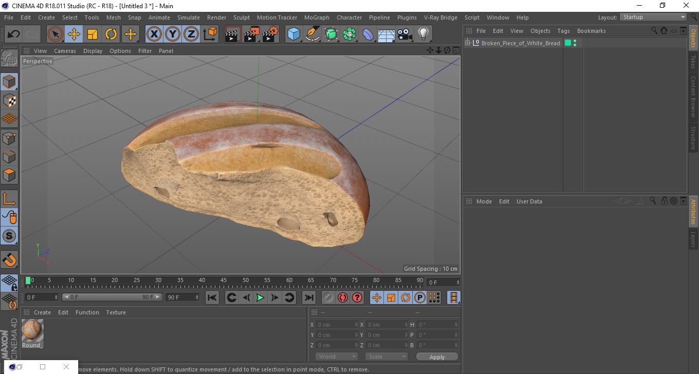 Broken Piece of White Bread 3D