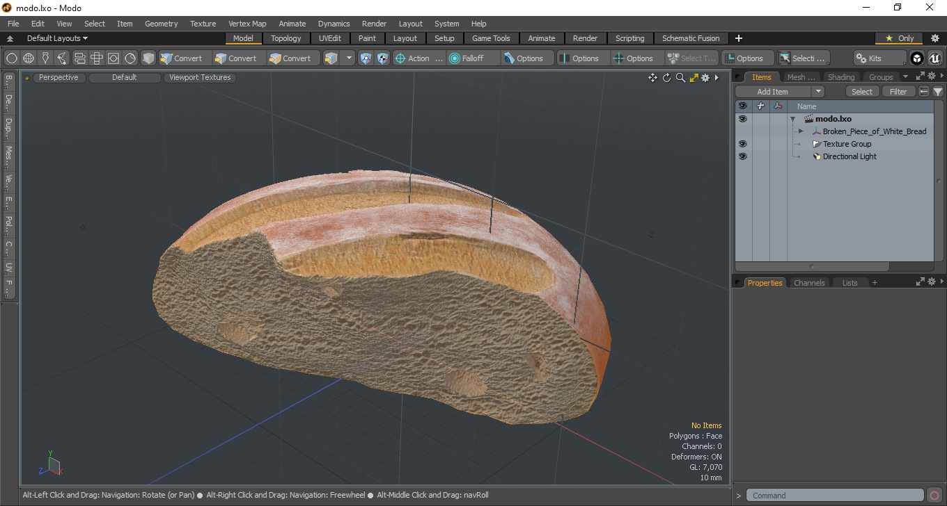 Broken Piece of White Bread 3D