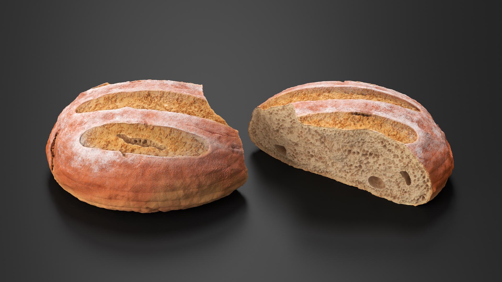 Broken Piece of White Bread 3D