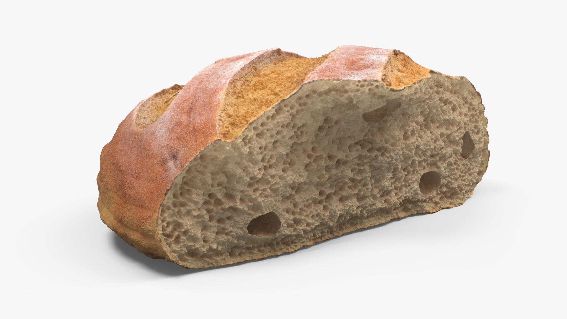 Broken Piece of White Bread 3D