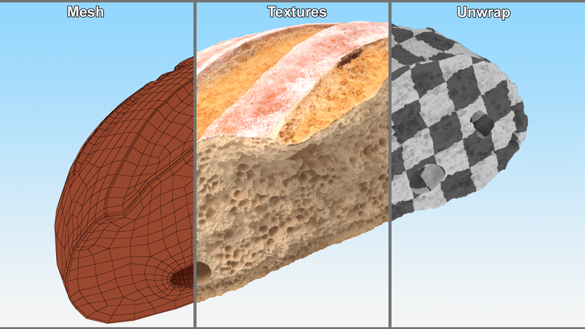 Broken Piece of White Bread 3D