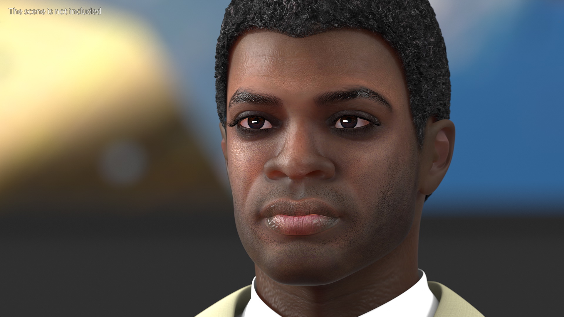Dark Skin Afro American Businessman T Pose 3D