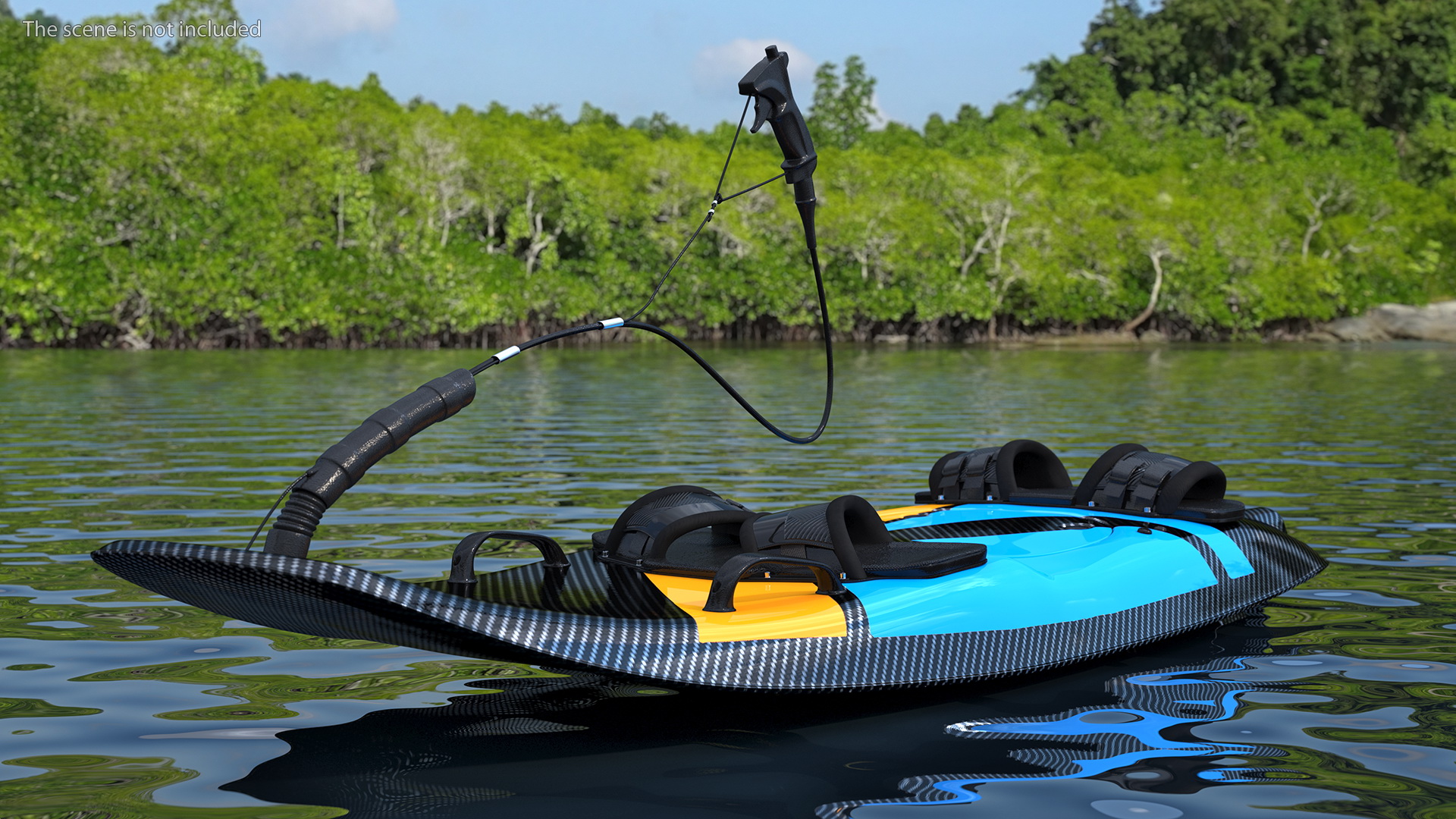 Motorised Carbon Fiber Surfboard Blue 3D
