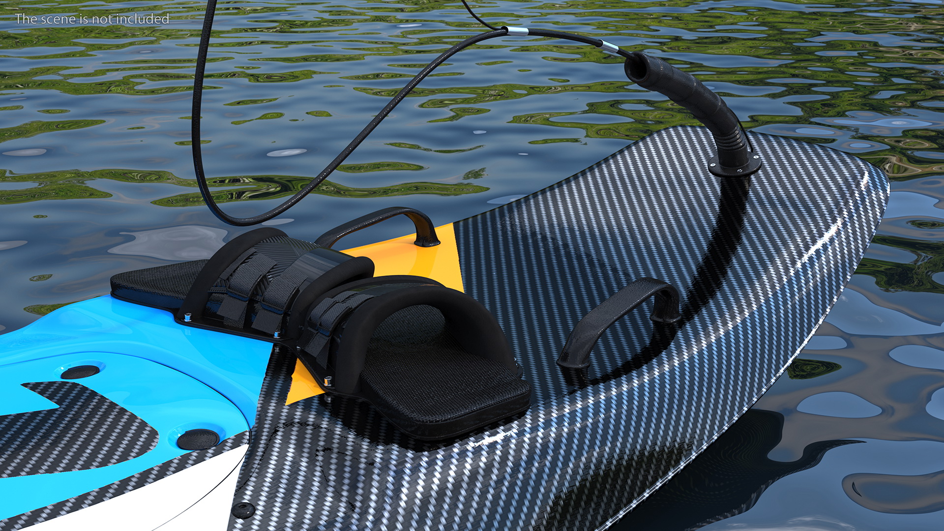 Motorised Carbon Fiber Surfboard Blue 3D