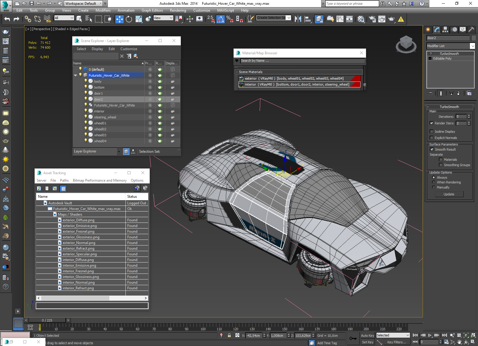 3D Futuristic Hover Car White