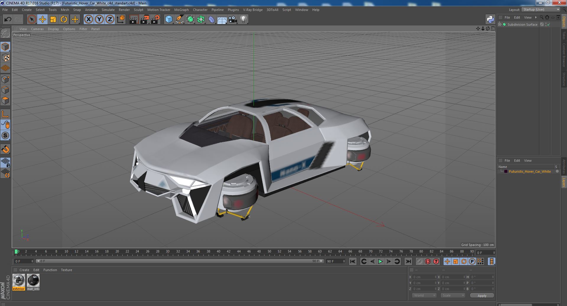 3D Futuristic Hover Car White