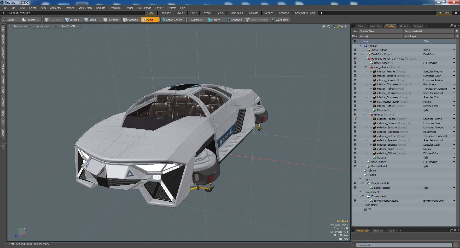 3D Futuristic Hover Car White