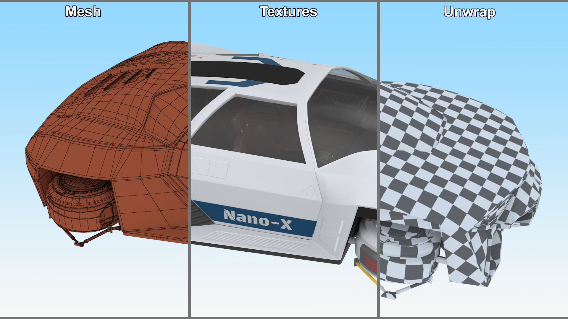 3D Futuristic Hover Car White