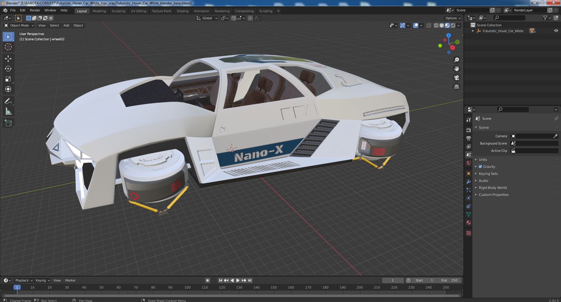 3D Futuristic Hover Car White