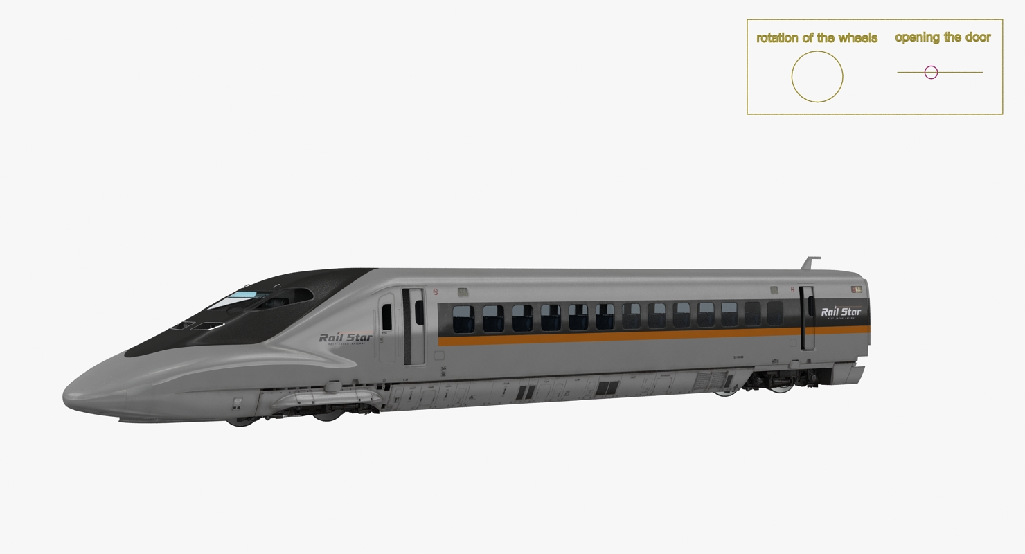 3D model Bullet Train Locomotive Rail Star Rigged