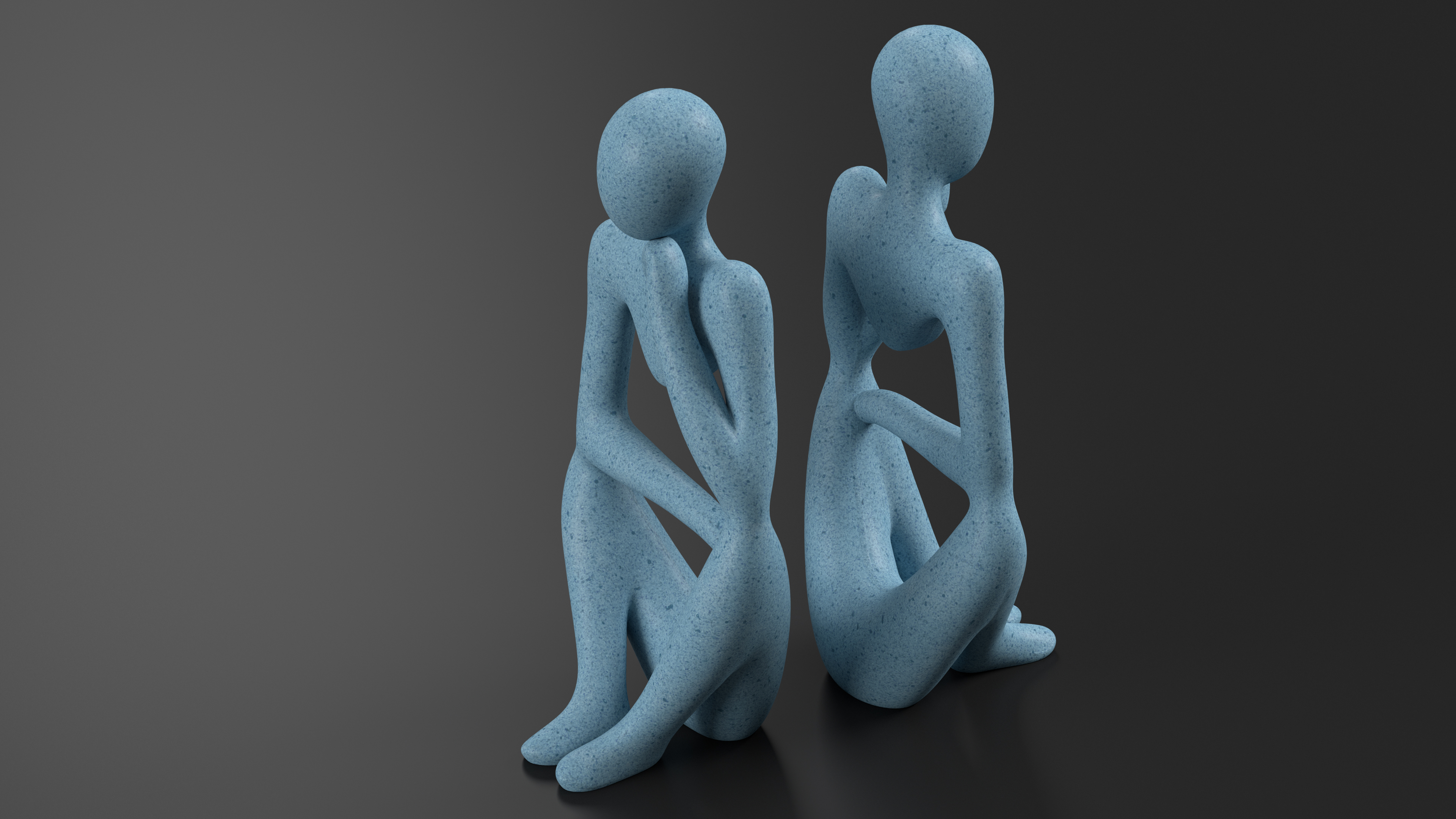 3D Human Decorative Figurine Blue Stone