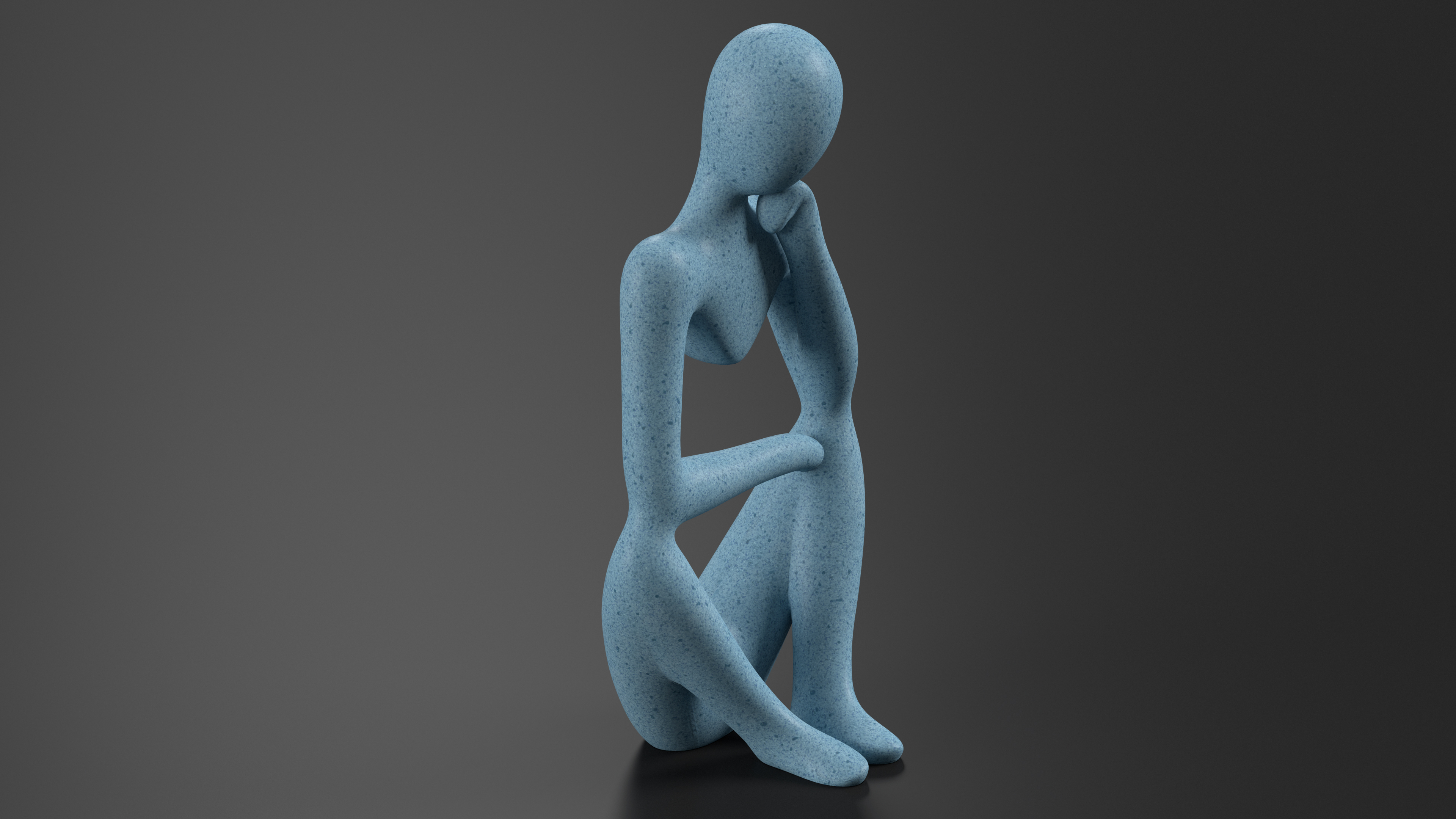 3D Human Decorative Figurine Blue Stone