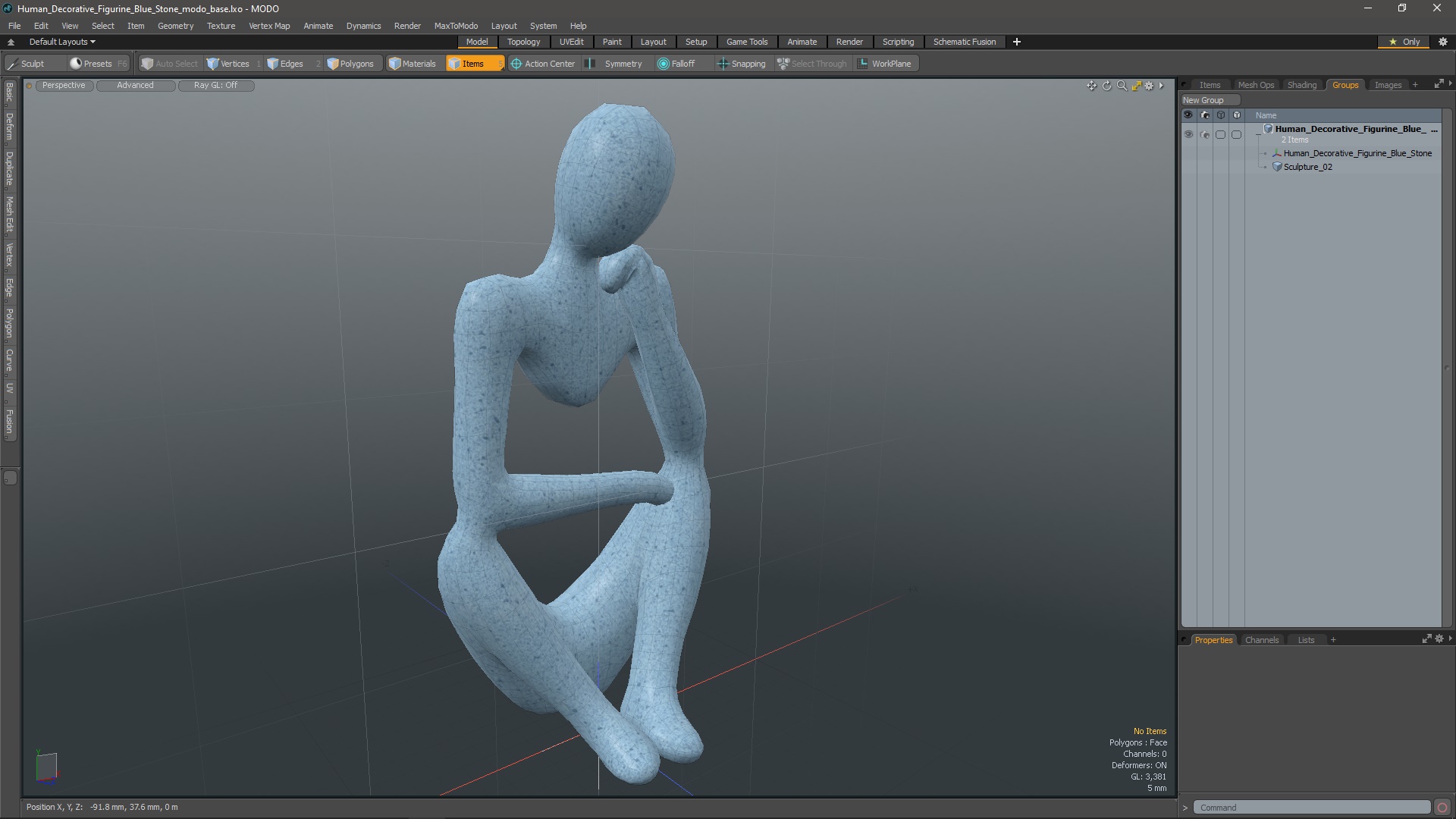 3D Human Decorative Figurine Blue Stone