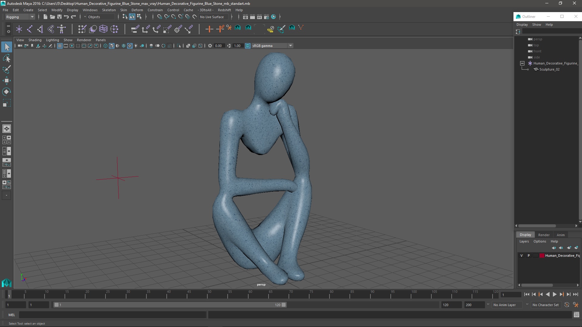 3D Human Decorative Figurine Blue Stone