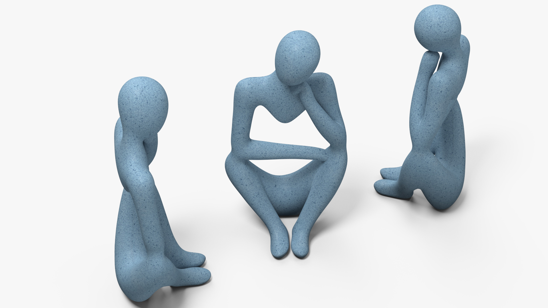 3D Human Decorative Figurine Blue Stone