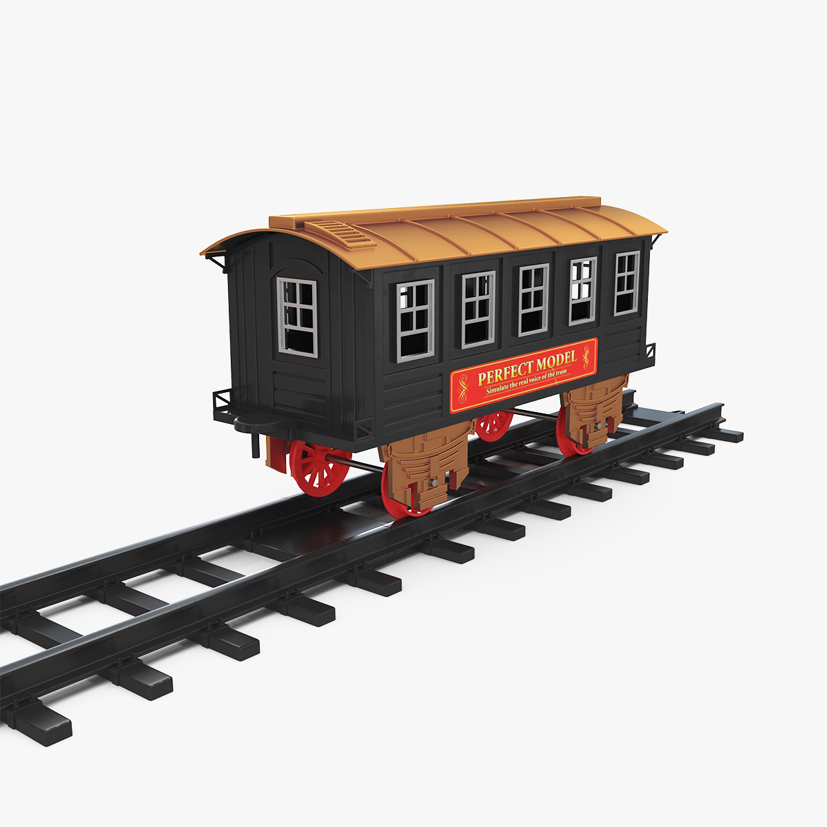 Toy Train Carriage with Rails 3D Model
