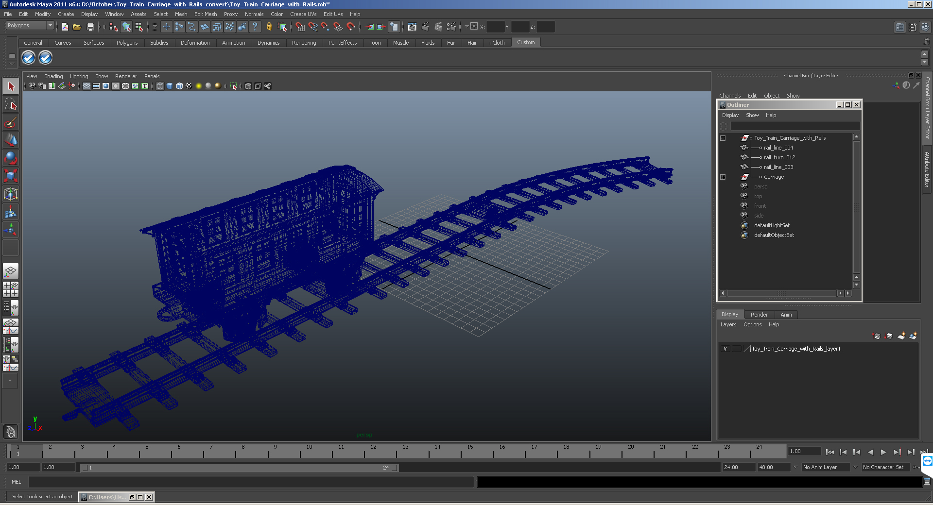 Toy Train Carriage with Rails 3D model