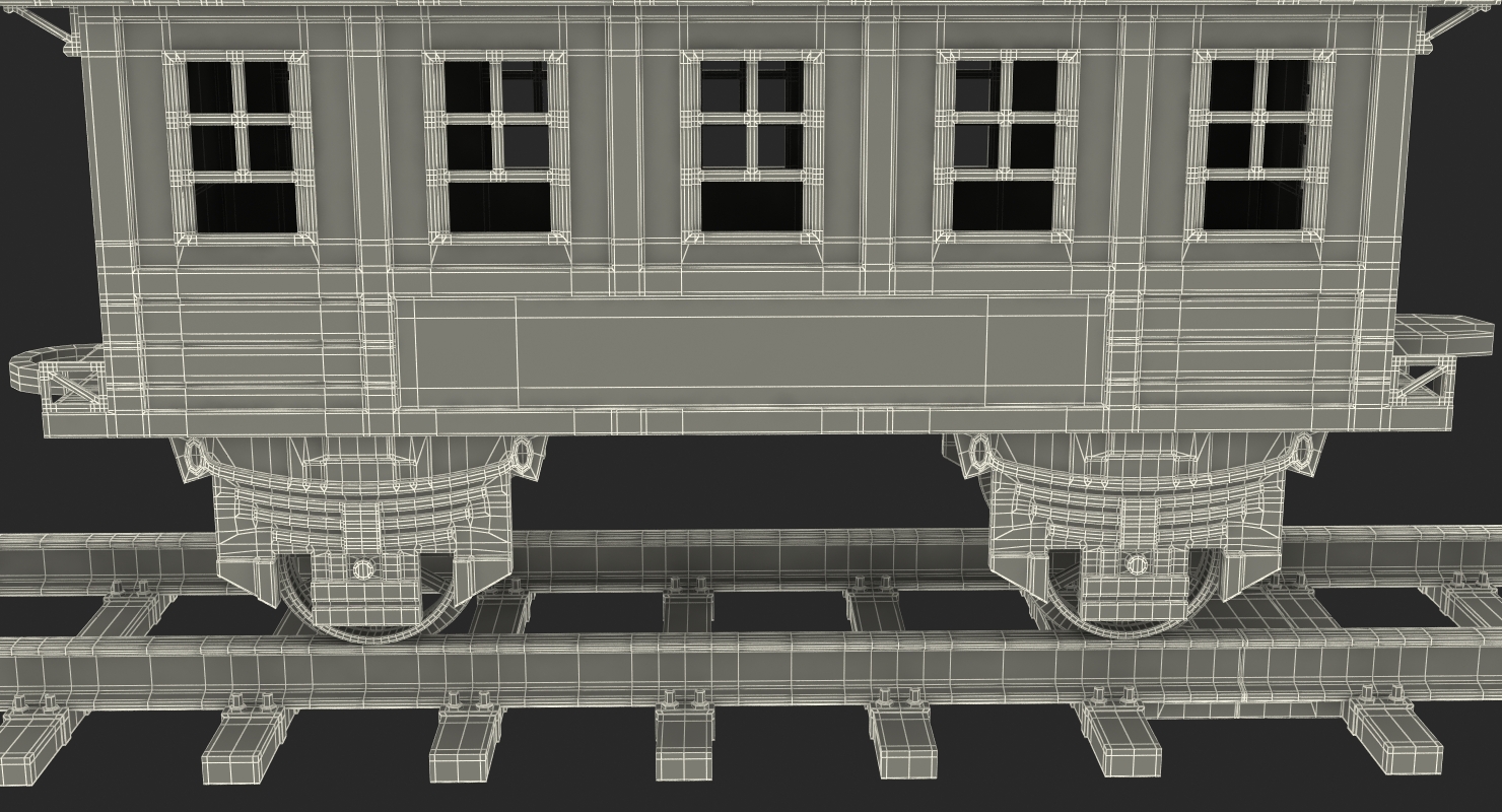 Toy Train Carriage with Rails 3D model