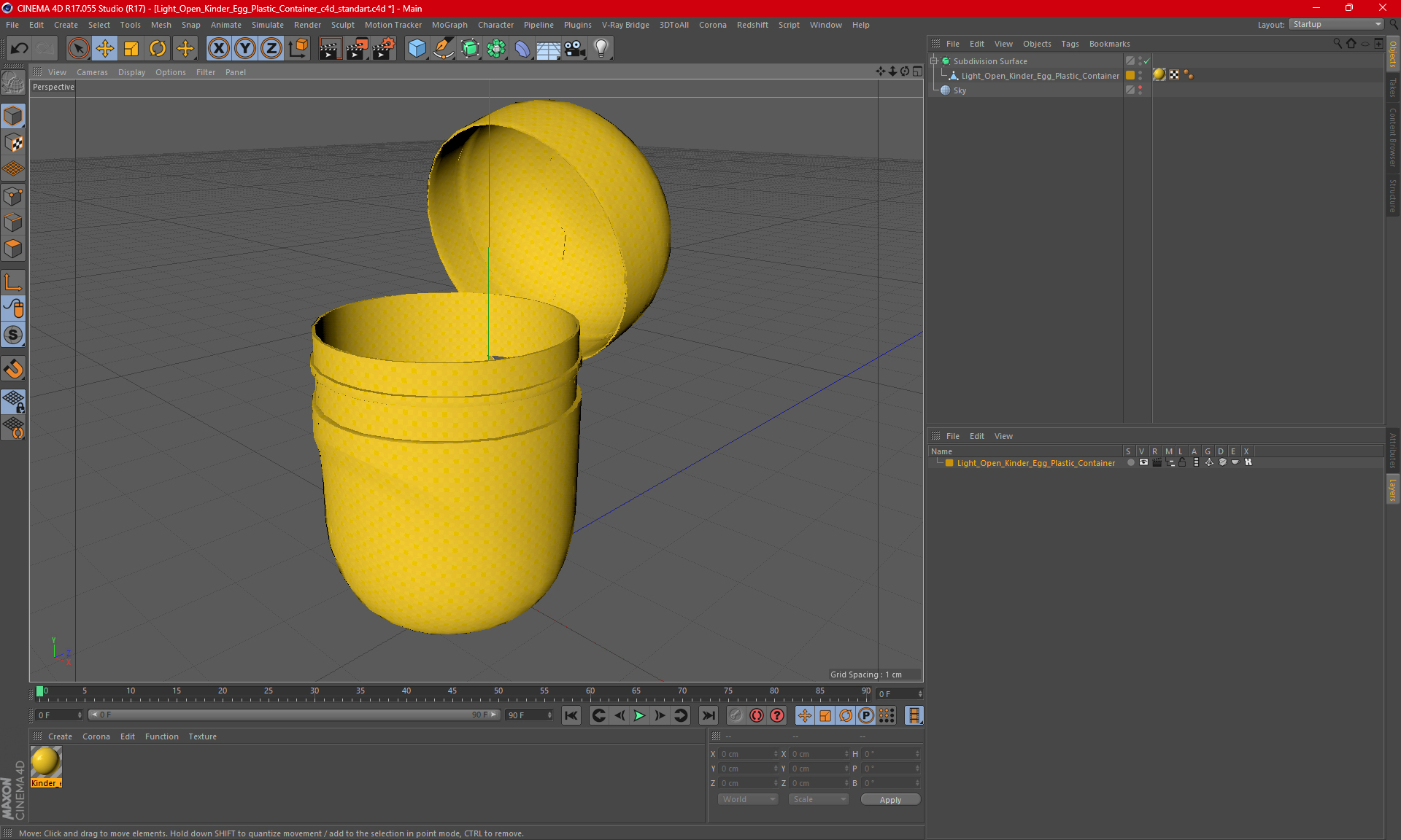 Light Open Kinder Egg Plastic Container 3D model