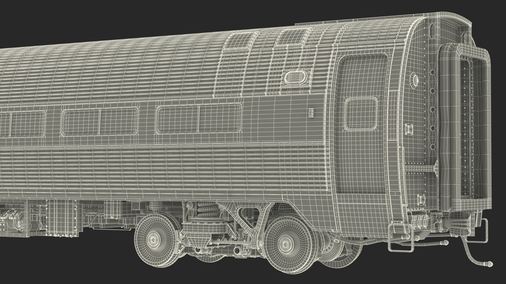3D Railway Carriage Passenger Train Car