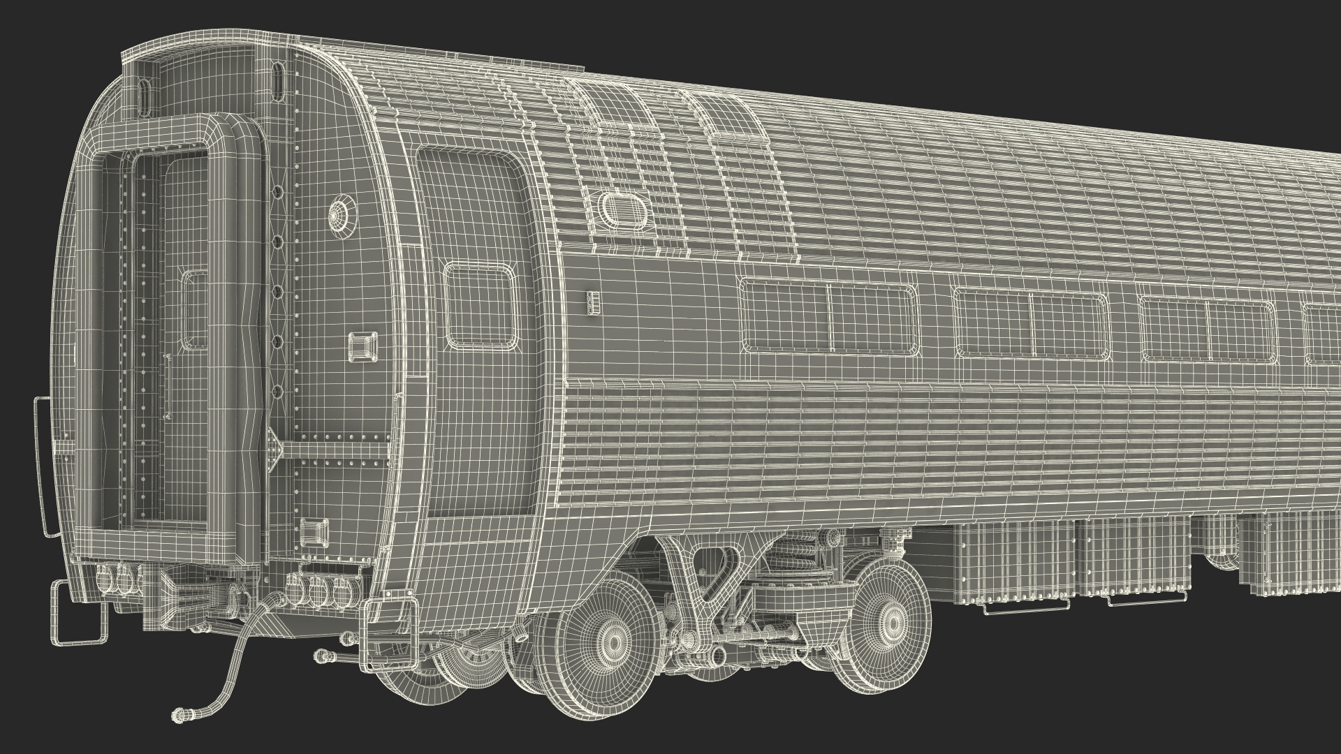 3D Railway Carriage Passenger Train Car