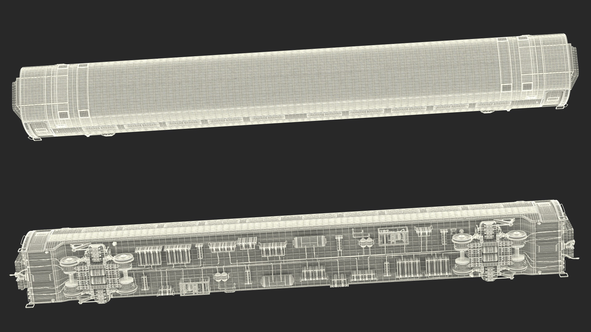 3D Railway Carriage Passenger Train Car