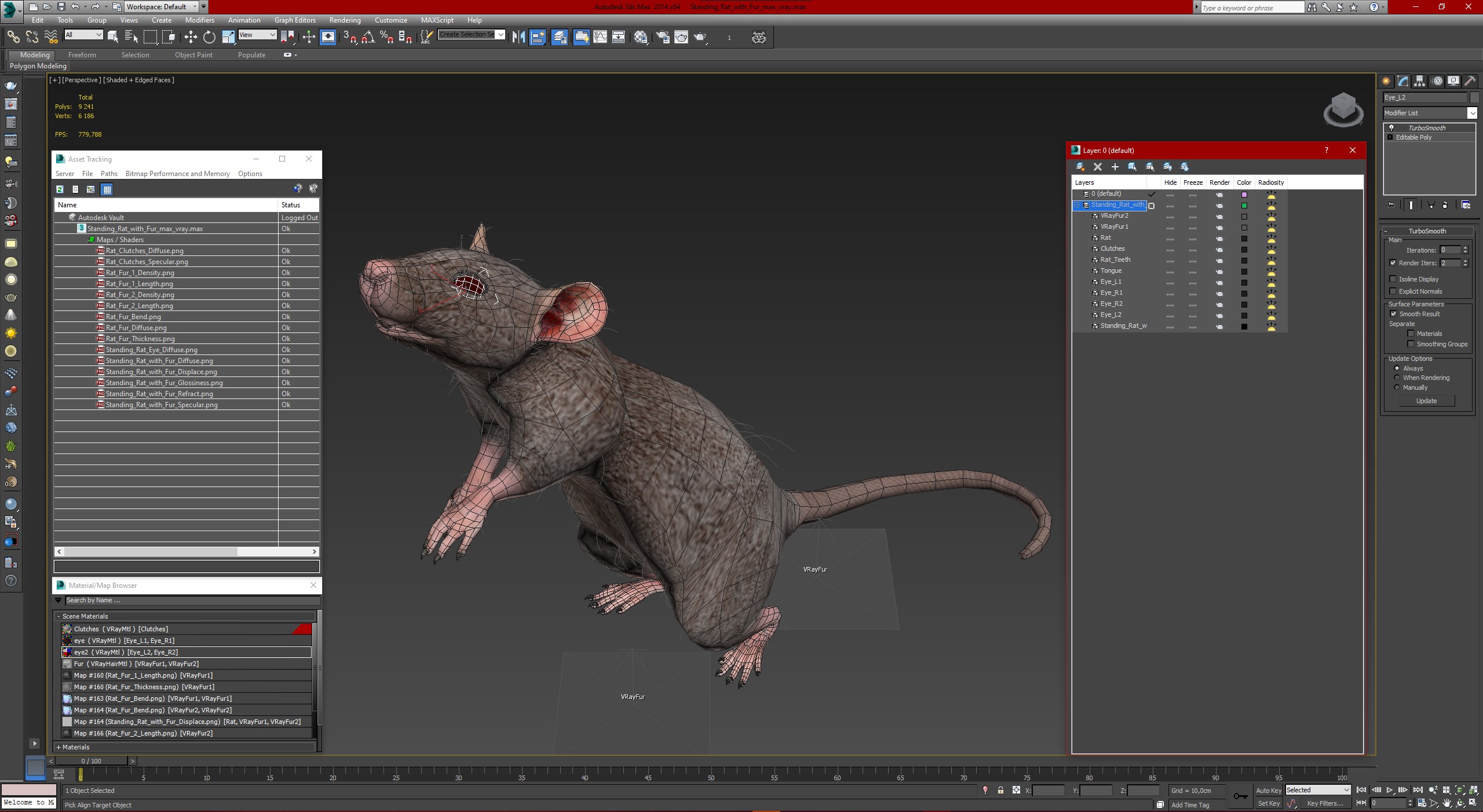 3D Standing Rat with Fur