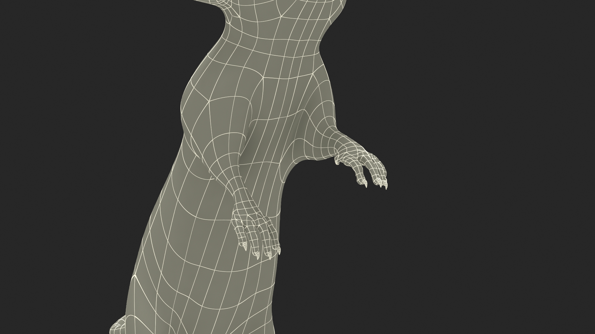 3D Standing Rat with Fur