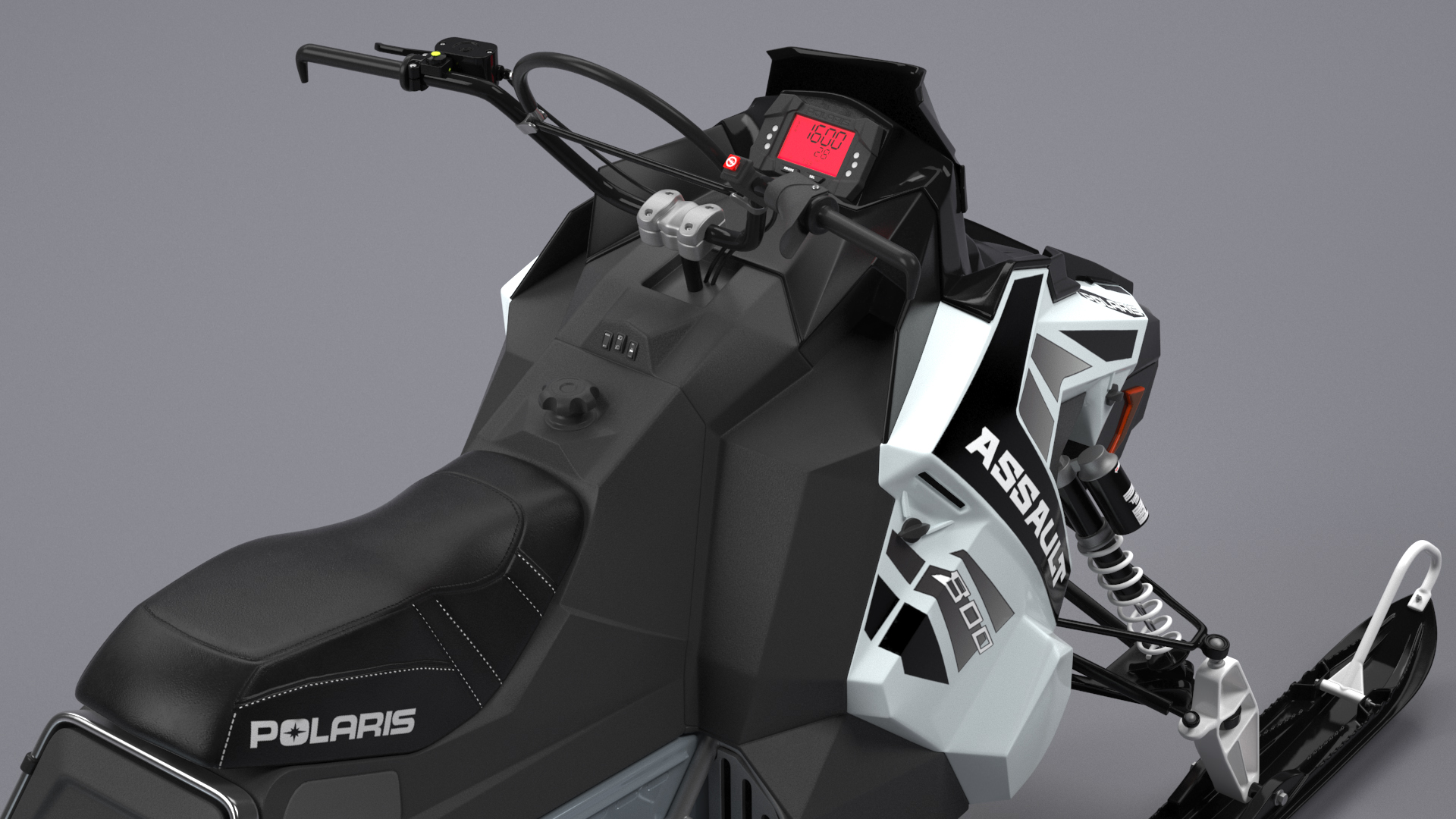 3D Polaris Snowmobile with Sled model
