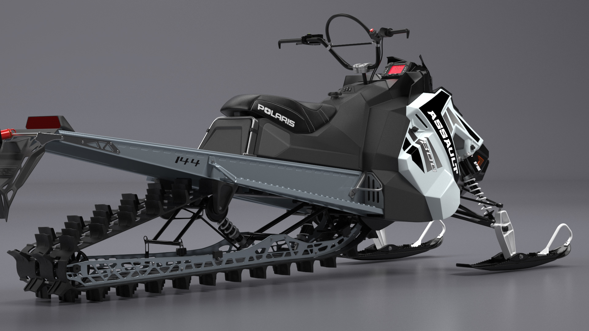 3D Polaris Snowmobile with Sled model