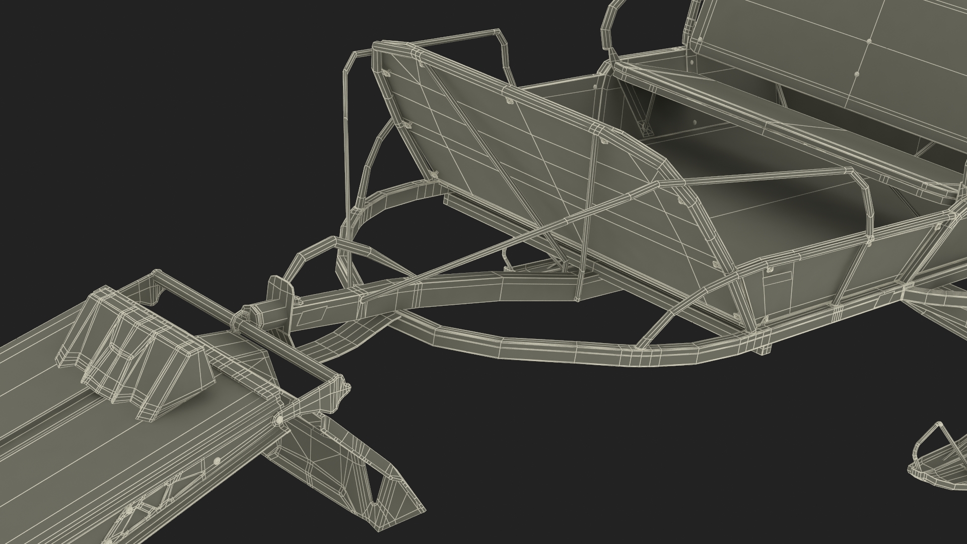 3D Polaris Snowmobile with Sled model