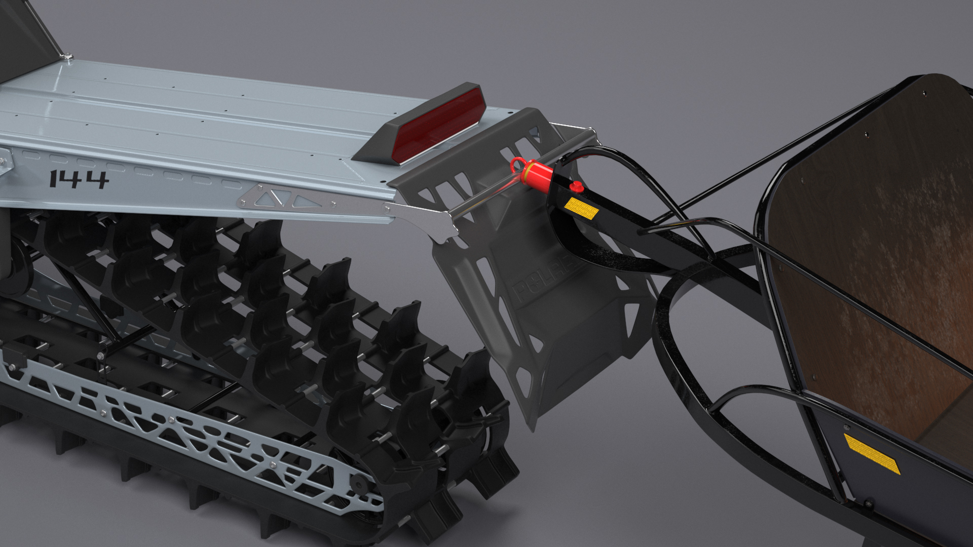 3D Polaris Snowmobile with Sled model