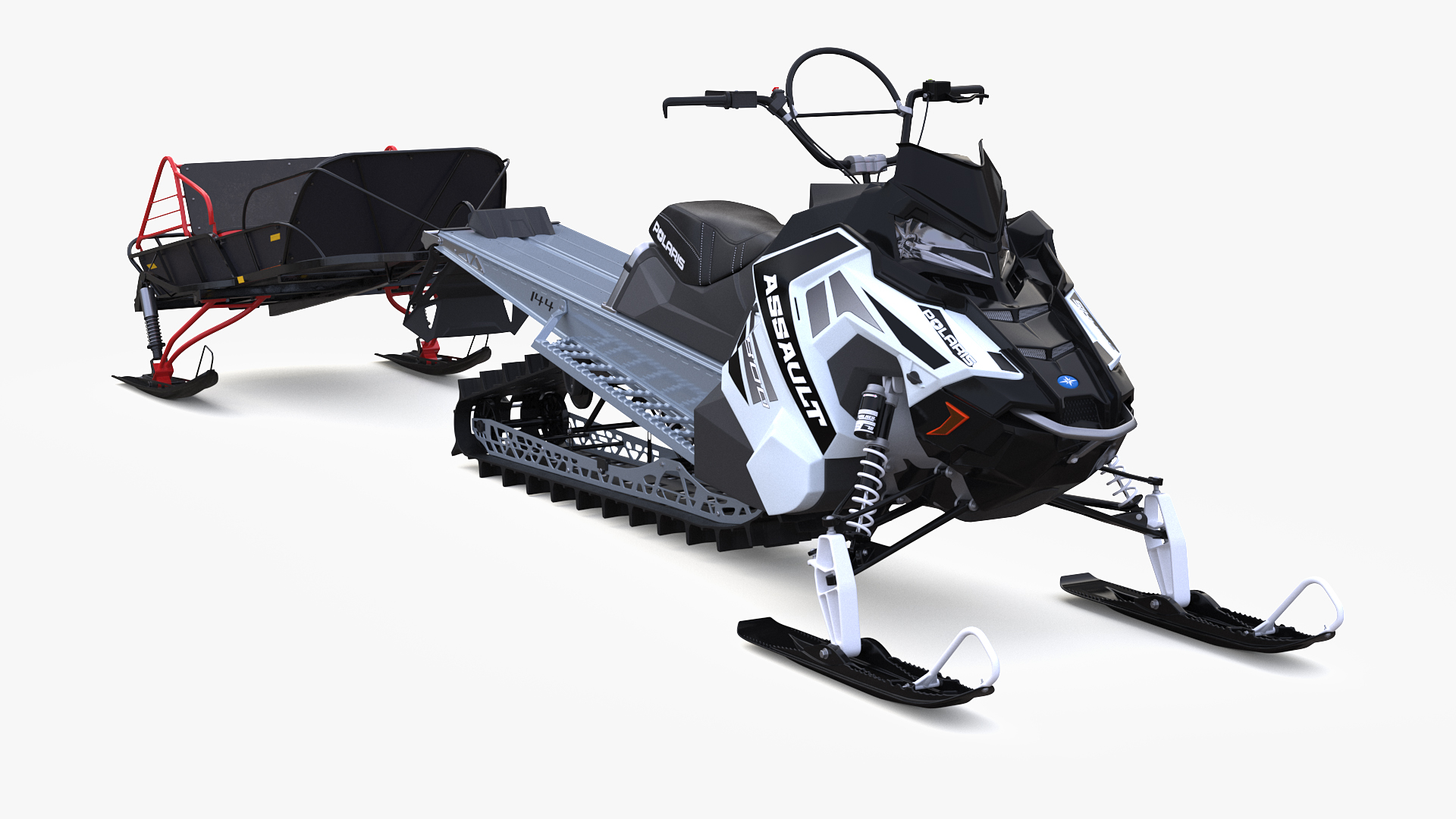 3D Polaris Snowmobile with Sled model