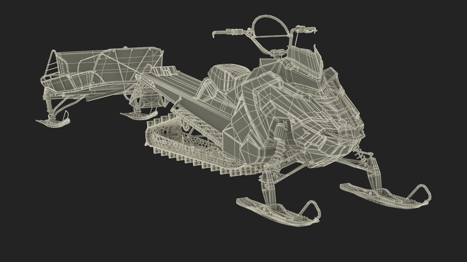 3D Polaris Snowmobile with Sled model