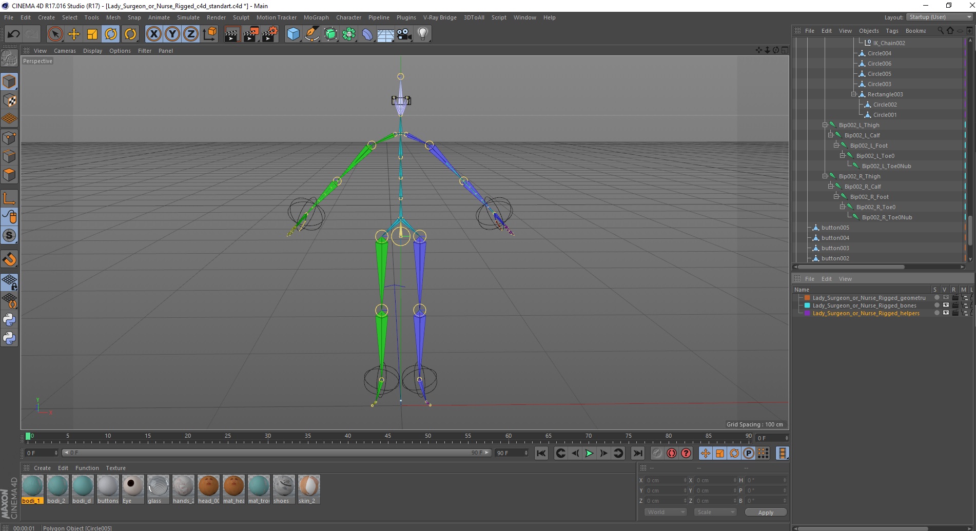 Lady Surgeon or Nurse Rigged for Cinema 4D 3D
