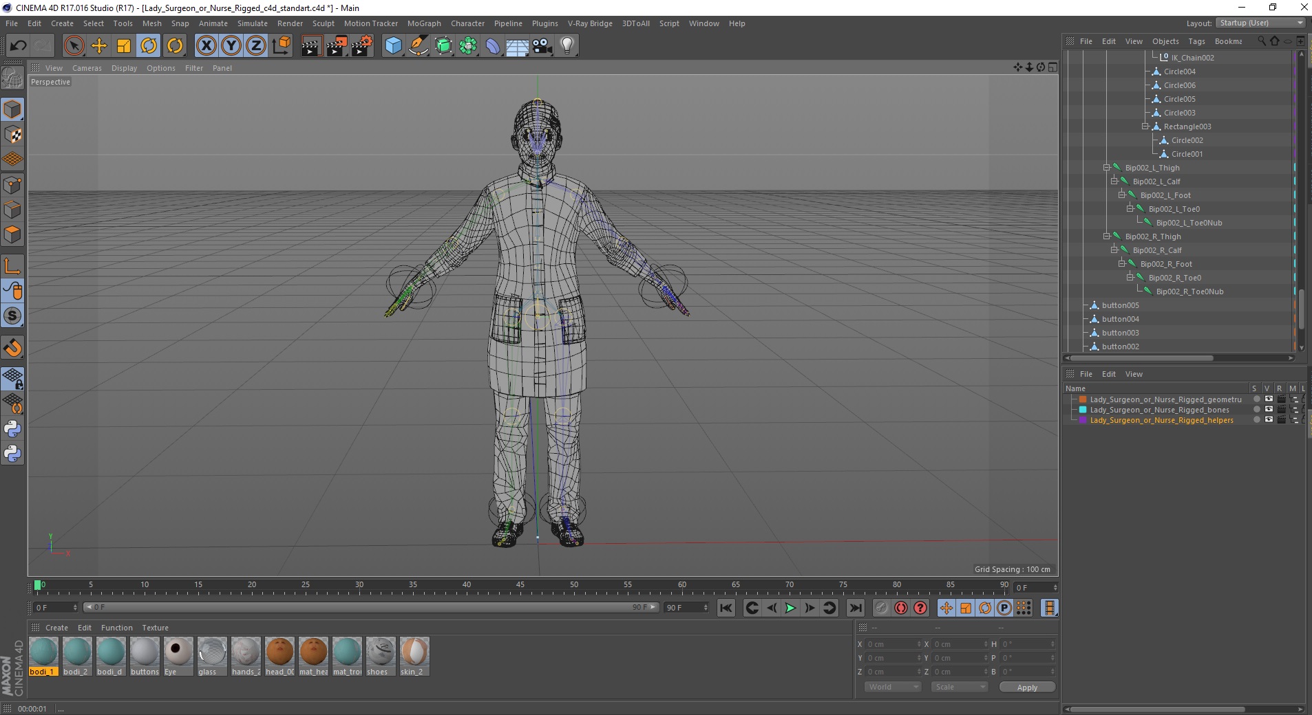 Lady Surgeon or Nurse Rigged for Cinema 4D 3D
