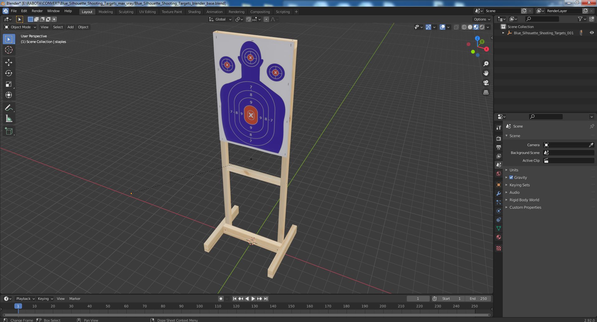 Blue Silhouette Shooting Targets 3D