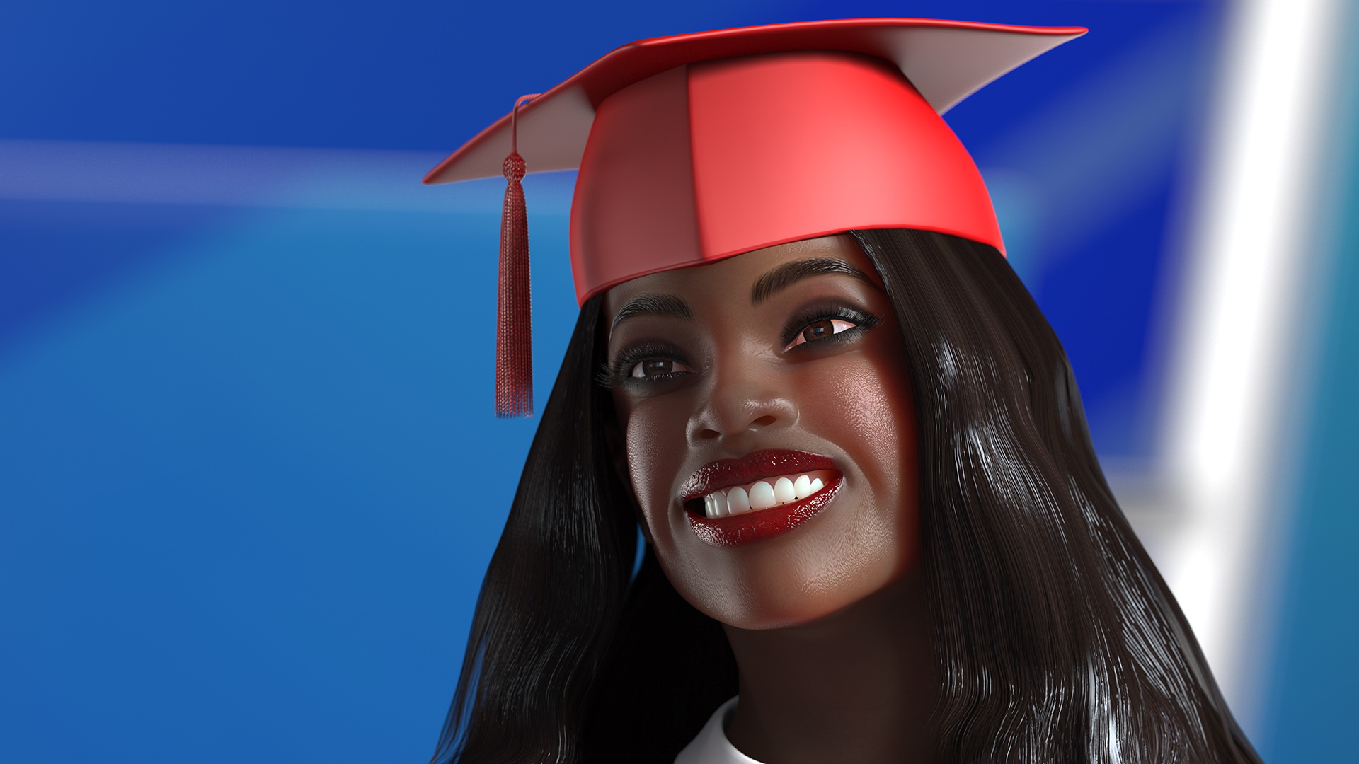3D Dark Skin Graduation Gown Woman Rigged model