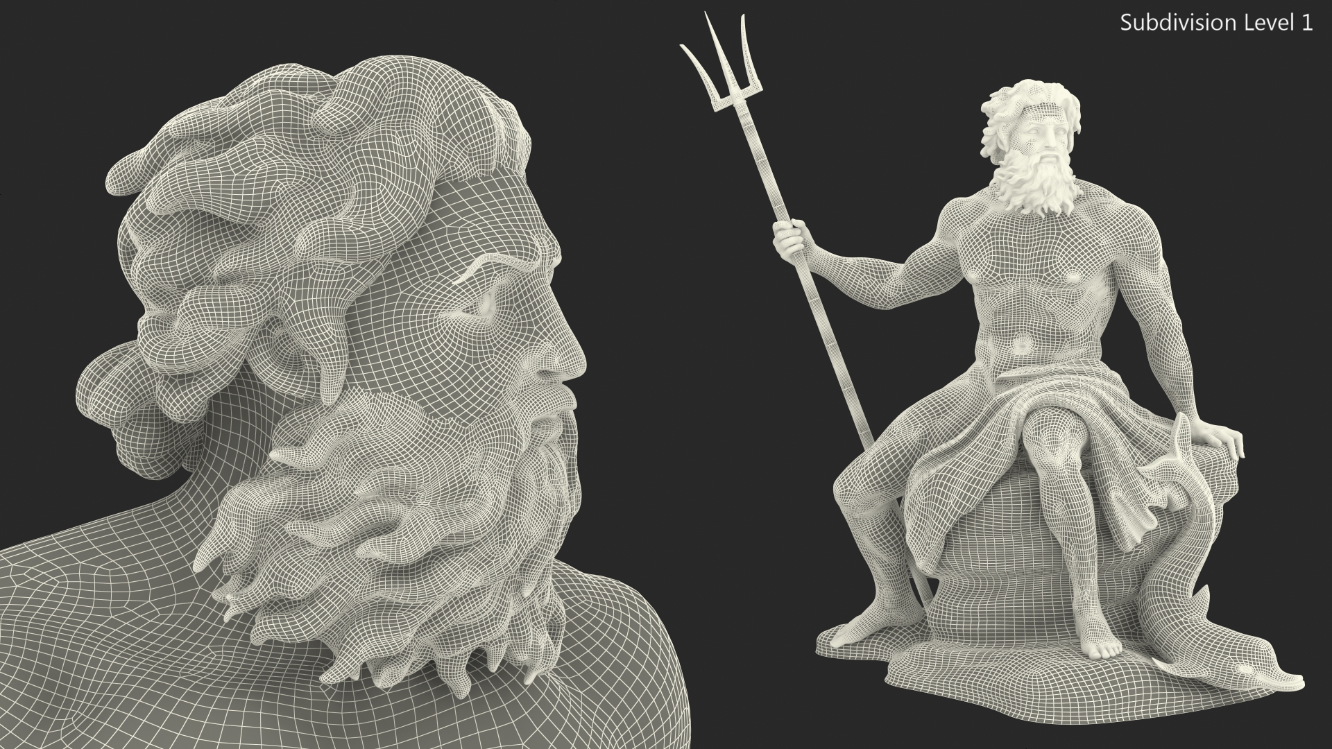 3D model Antique Poseidon Marble Statue