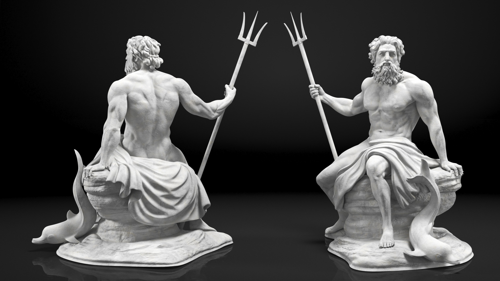 3D model Antique Poseidon Marble Statue