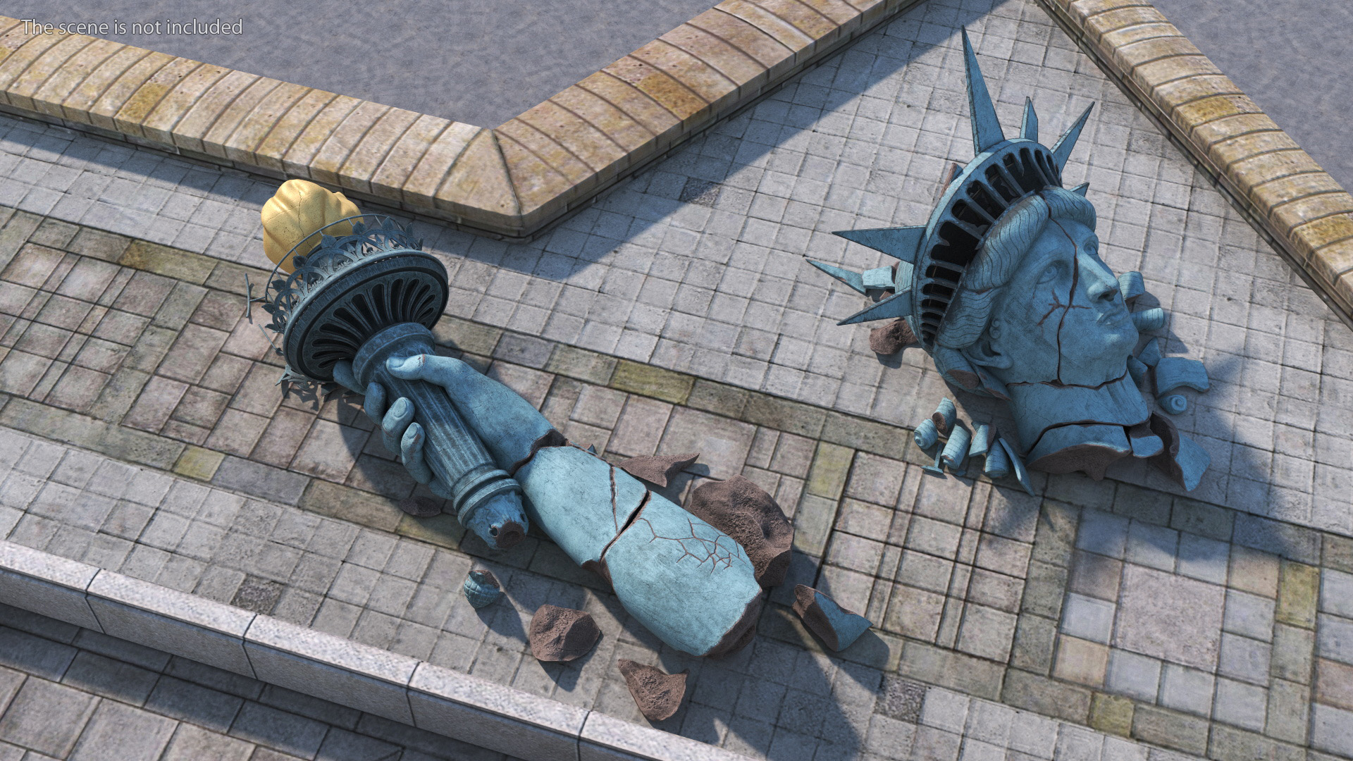 Broken Torch and Head of Statue of Liberty 3D