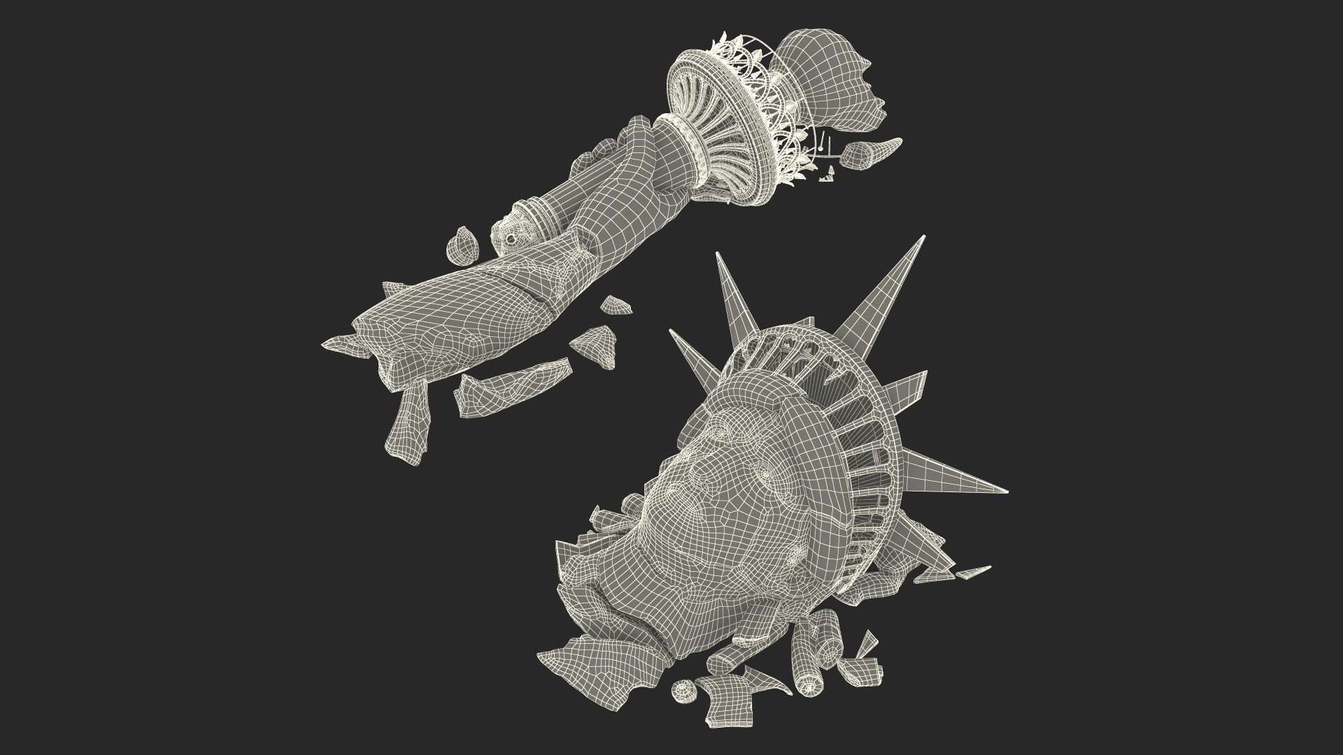 Broken Torch and Head of Statue of Liberty 3D
