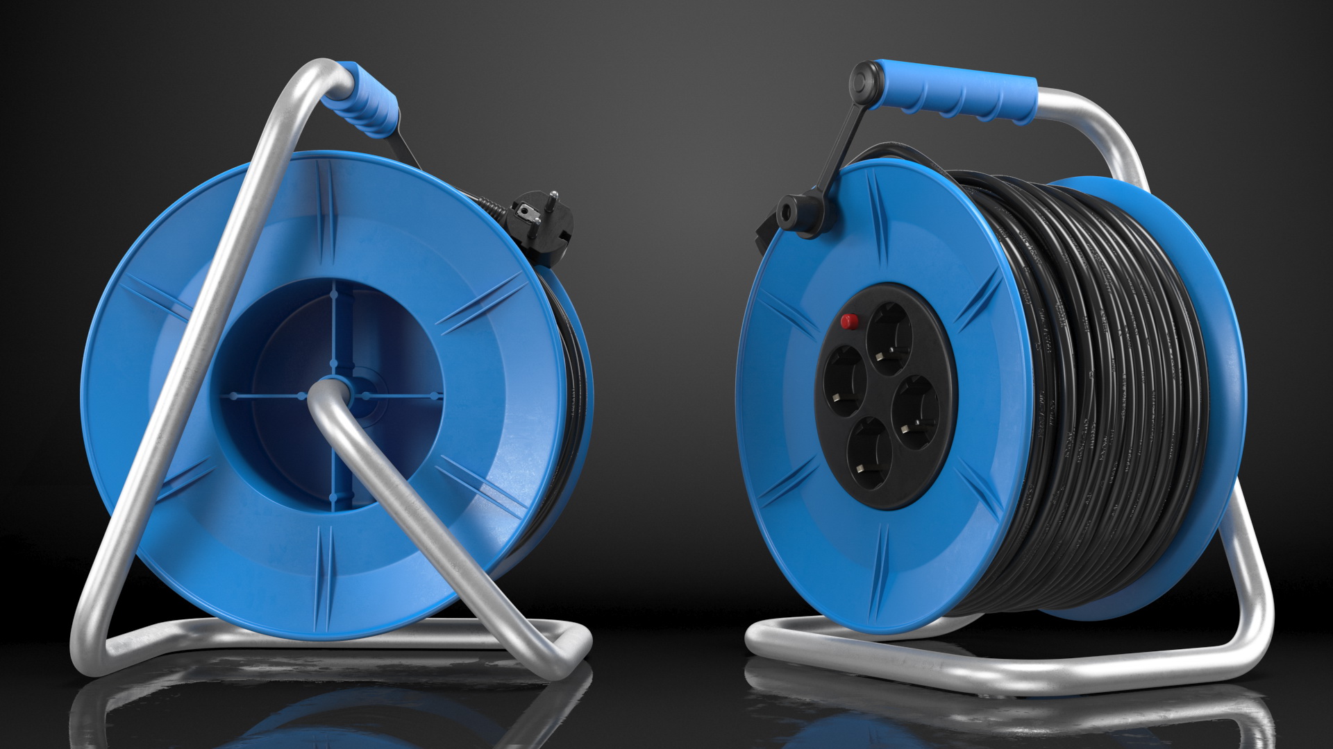 3D Extension Cord Reel with 4 Electrical Power Outlets