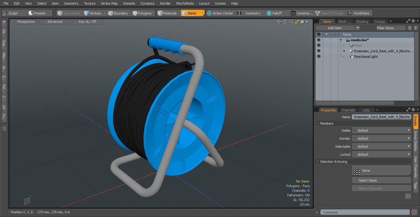 3D Extension Cord Reel with 4 Electrical Power Outlets