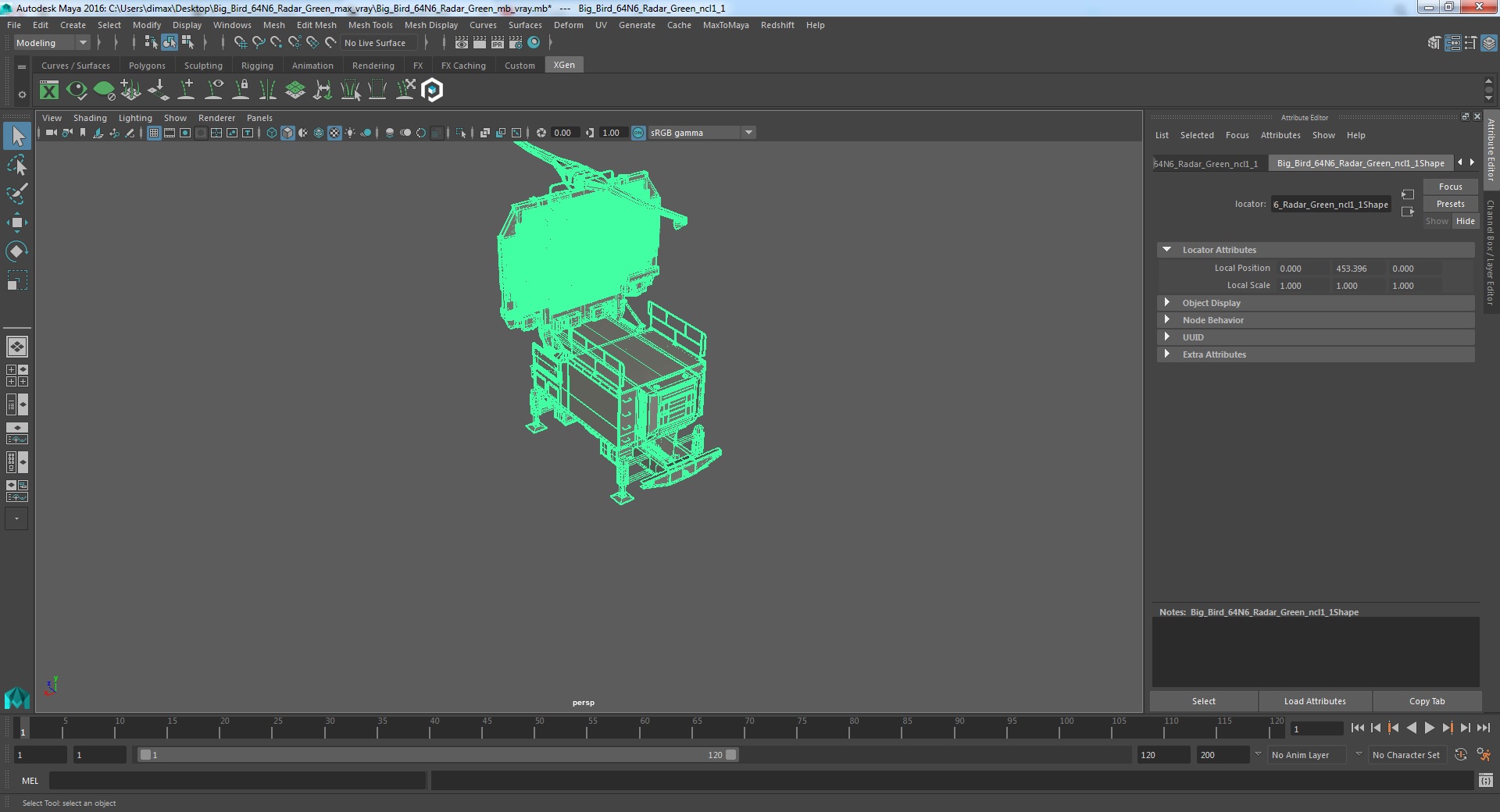 3D model Big Bird 64N6 Radar Green
