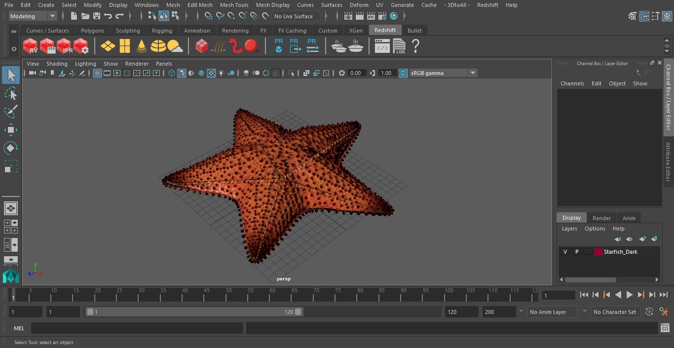 3D Starfish Dark model