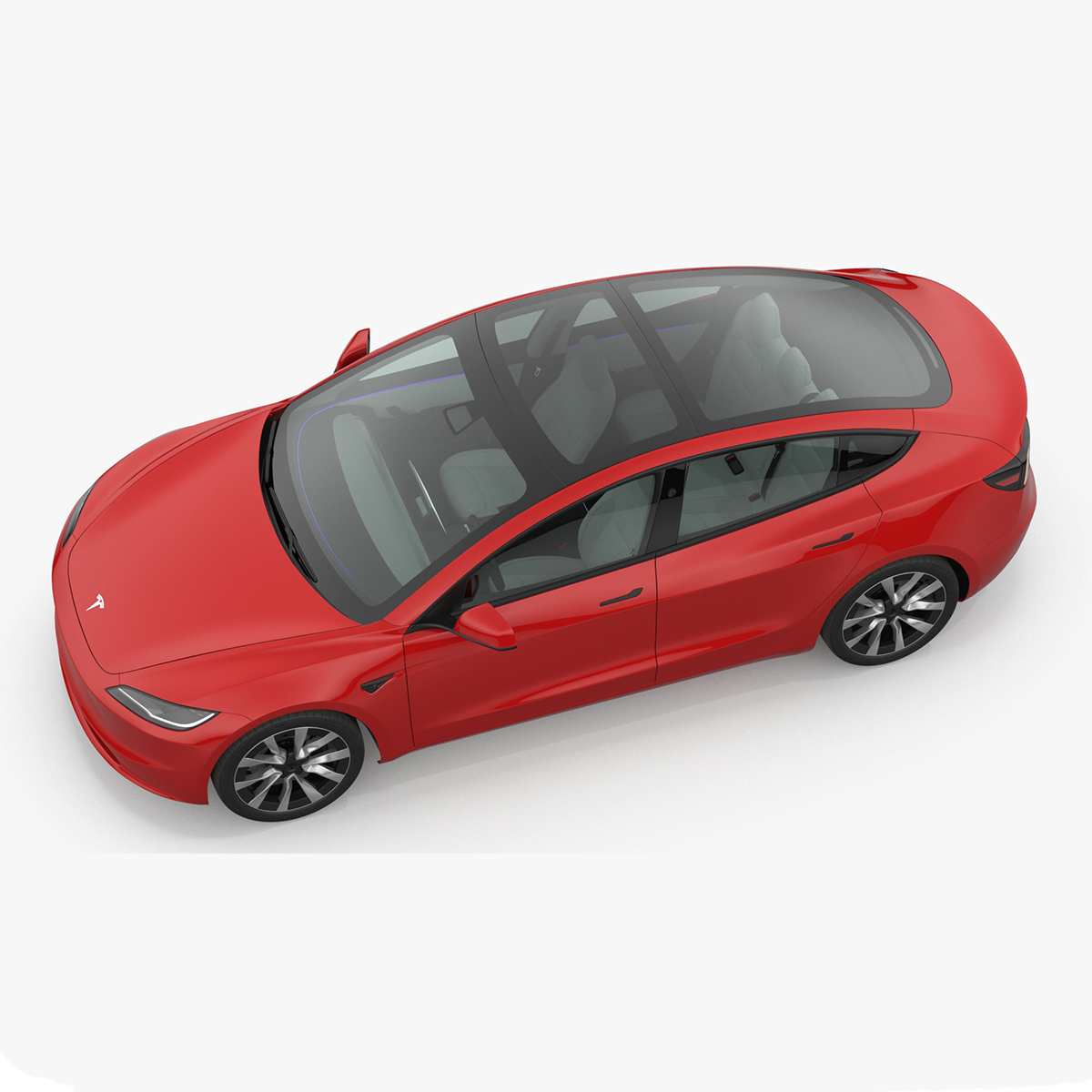 3D Tesla Model 3 2024 Red Lights On Rigged for Maya model