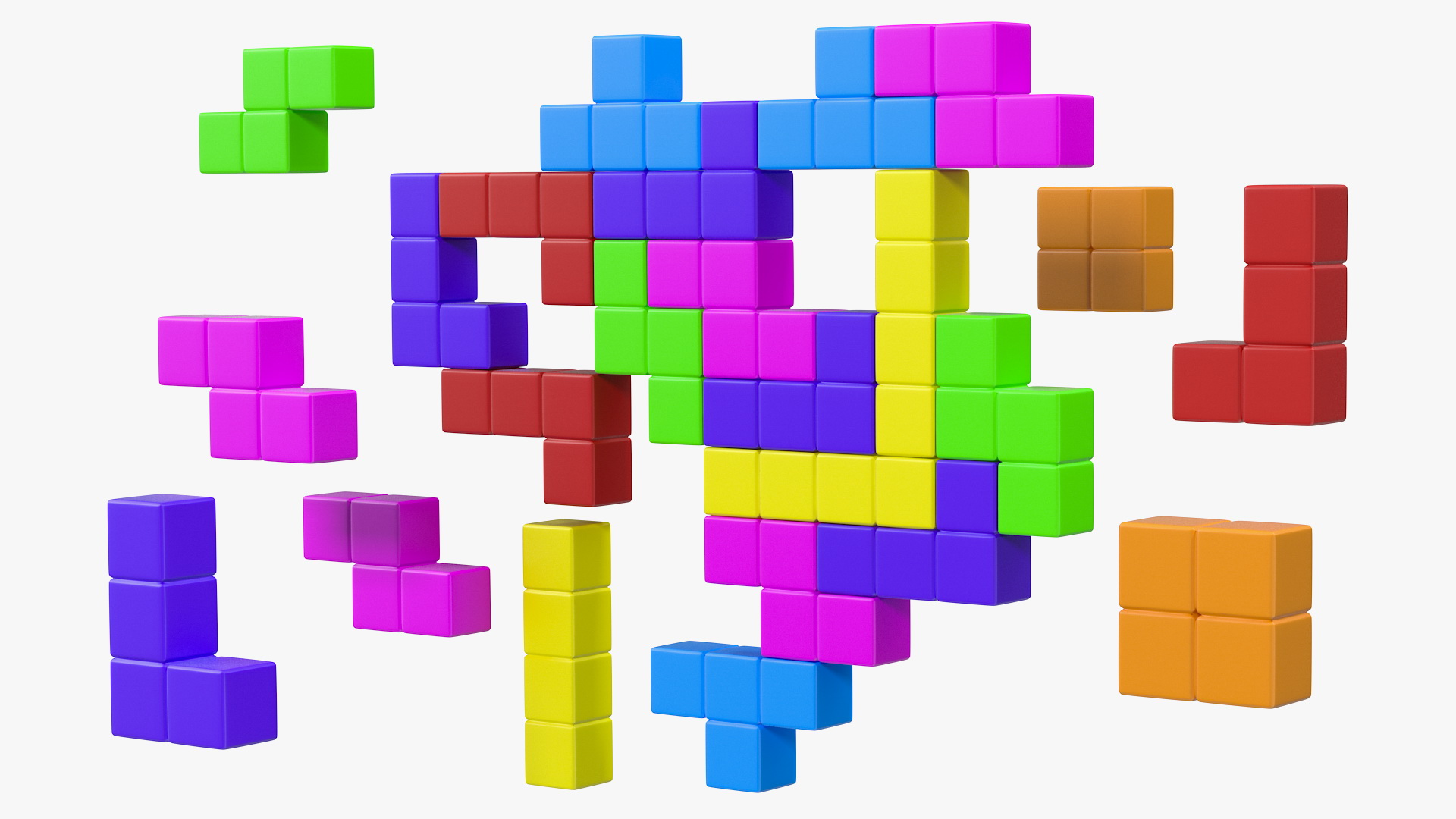 Tetris Blocks Heart 3D model